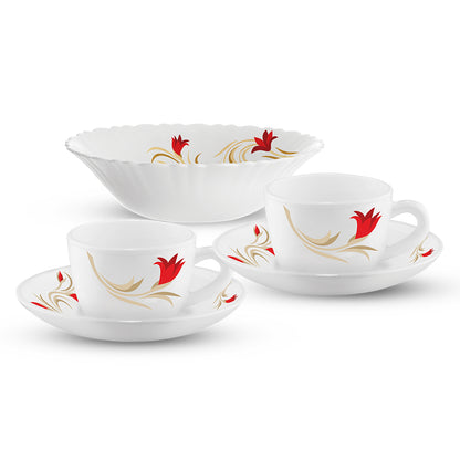 Larah By Borosil Red Lily Tea Set 5 pc set