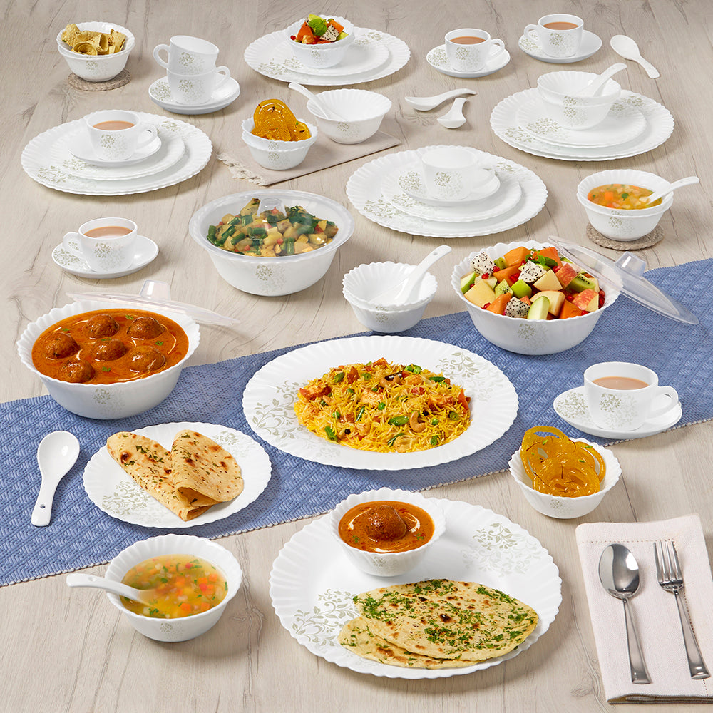 Larah by Borosil Ingot Dinner Set 63 pc Set: Serves 8