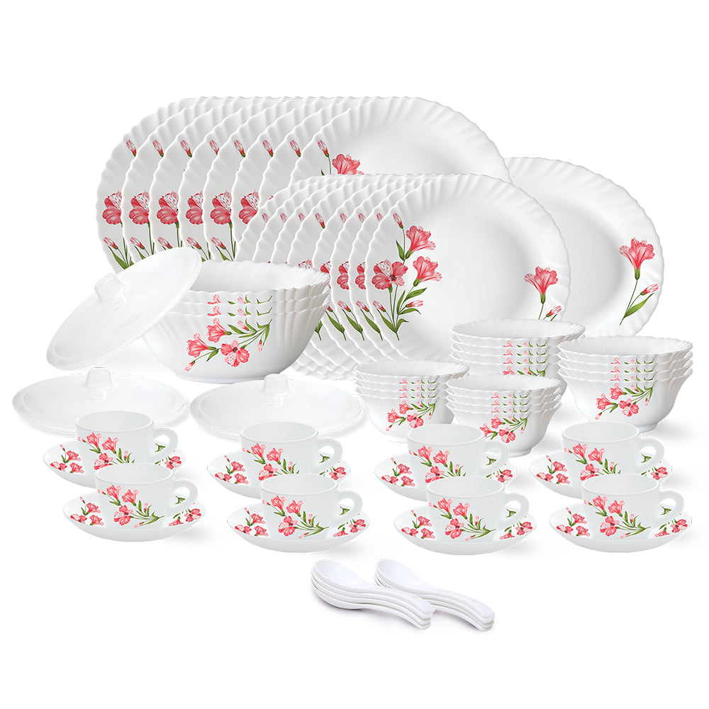 Larah by Borosil, Marina Peach Dinner Set 63 pc Set: Serves 8