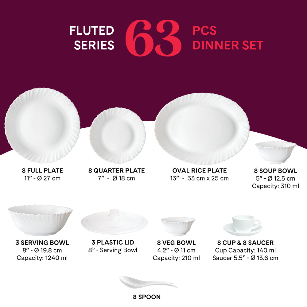 Larah by Borosil, Minerva Dinner Set, 27 pc