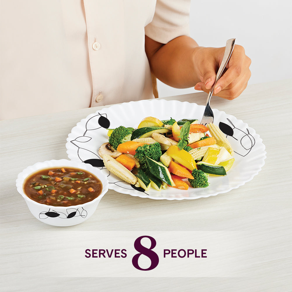 Larah by Borosil Shadow Dinner Set 63 pc Set: Serves 8