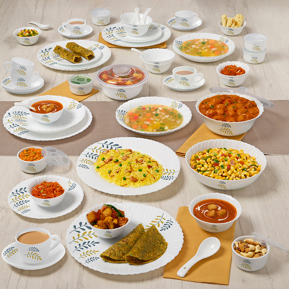 Larah by Borosil Niva Dinner Set 66 pc Set: Serves 6