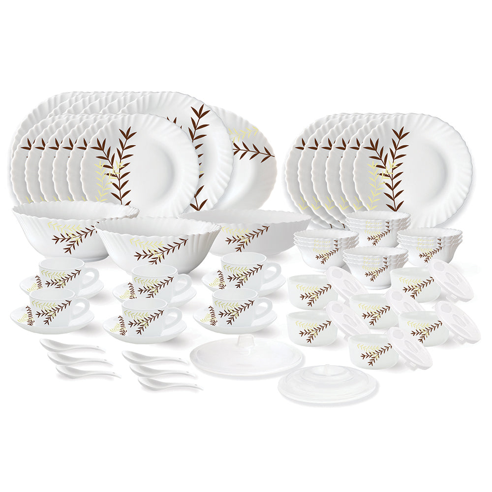 Larah by Borosil Oak Dinner Set 66 pc Set: Serves 6
