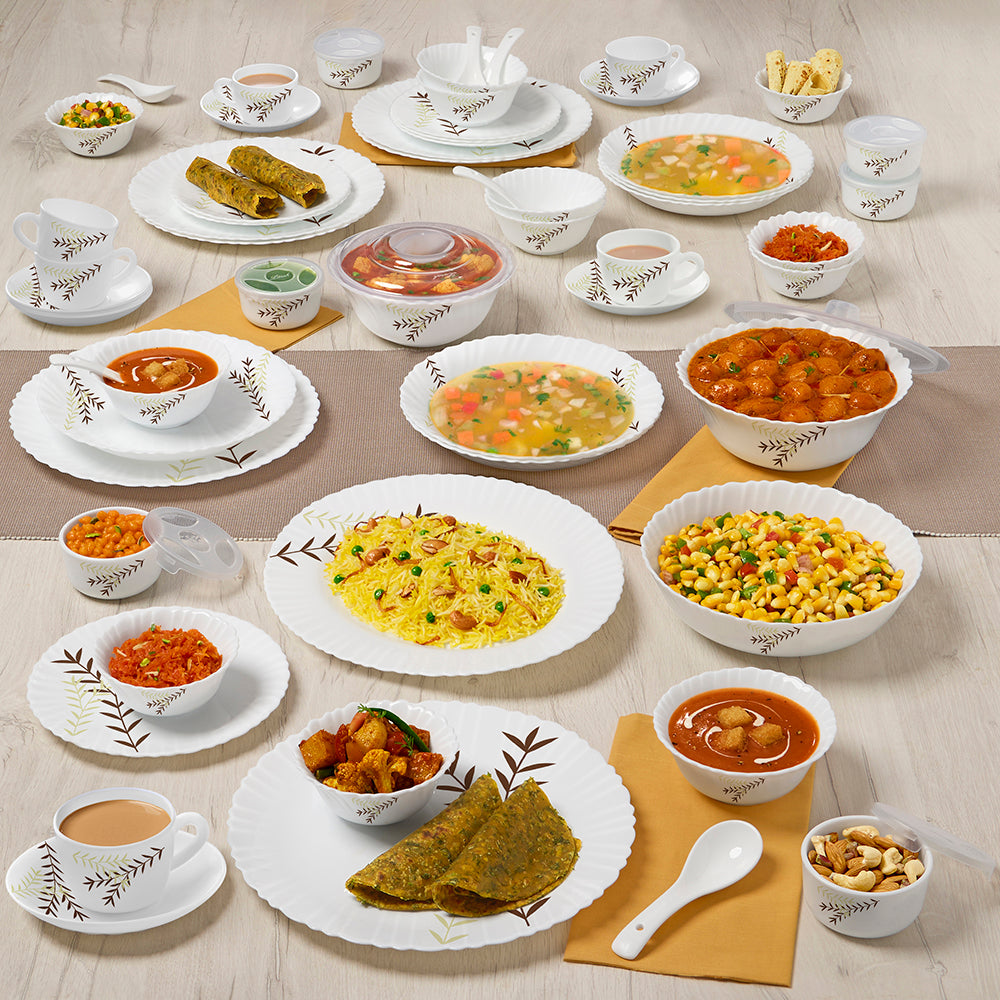 Larah by Borosil Oak Dinner Set 66 pc Set: Serves 6