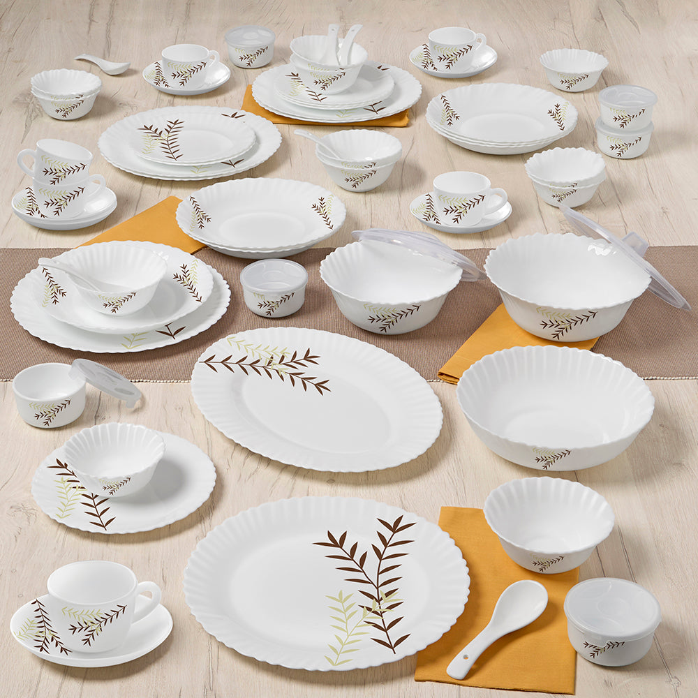 Larah by Borosil Oak Dinner Set 66 pc Set: Serves 6