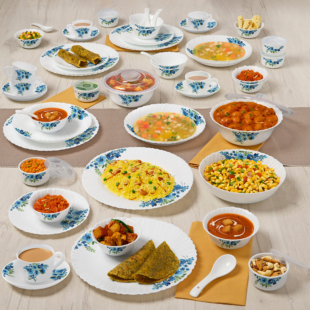 Larah by Borosil Pansy Dinner Set 66 pc Set: Serves 6