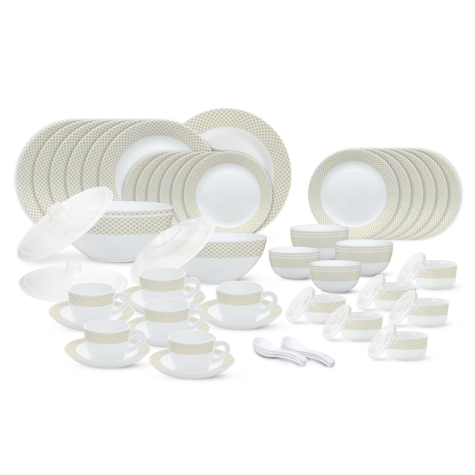 Larah by Borosil, Cara Dinner Set 67 pc Set: Serves 6