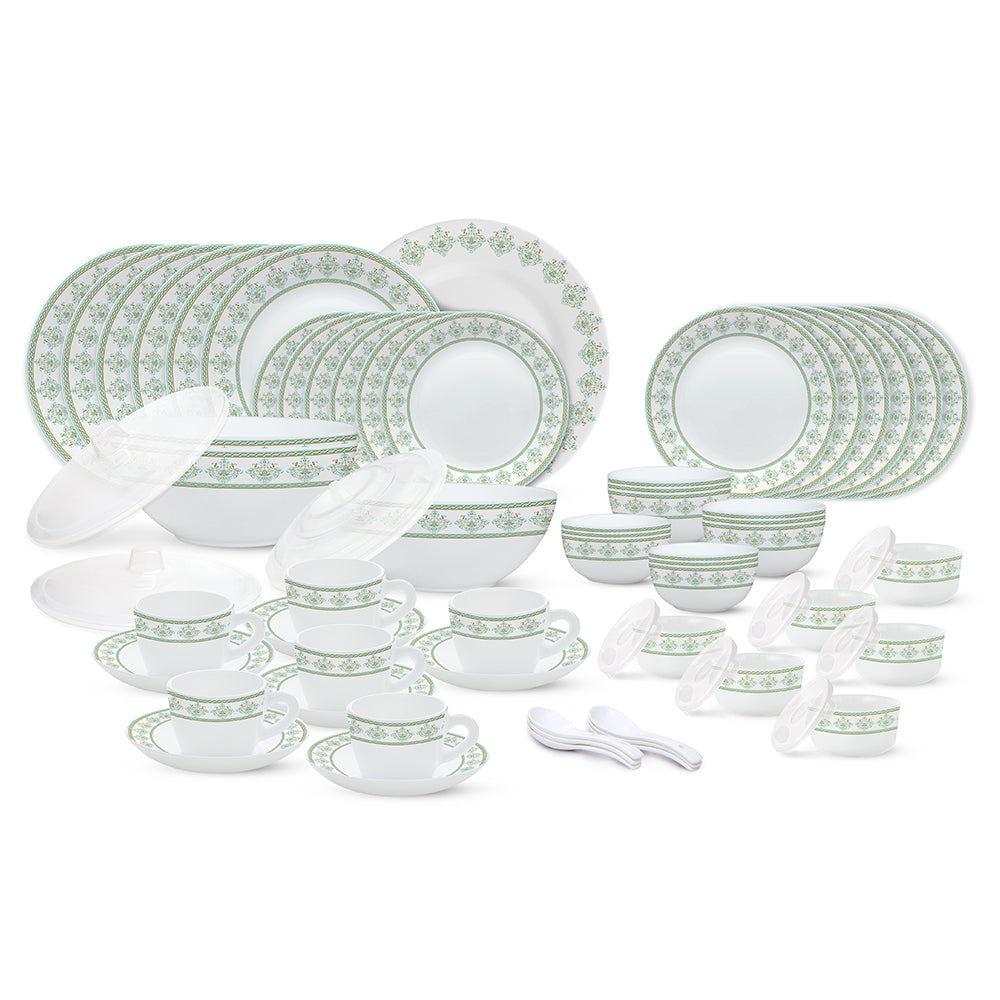 Larah by Borosil, Cyan Dinner Set 67 pc Set: Serves 6