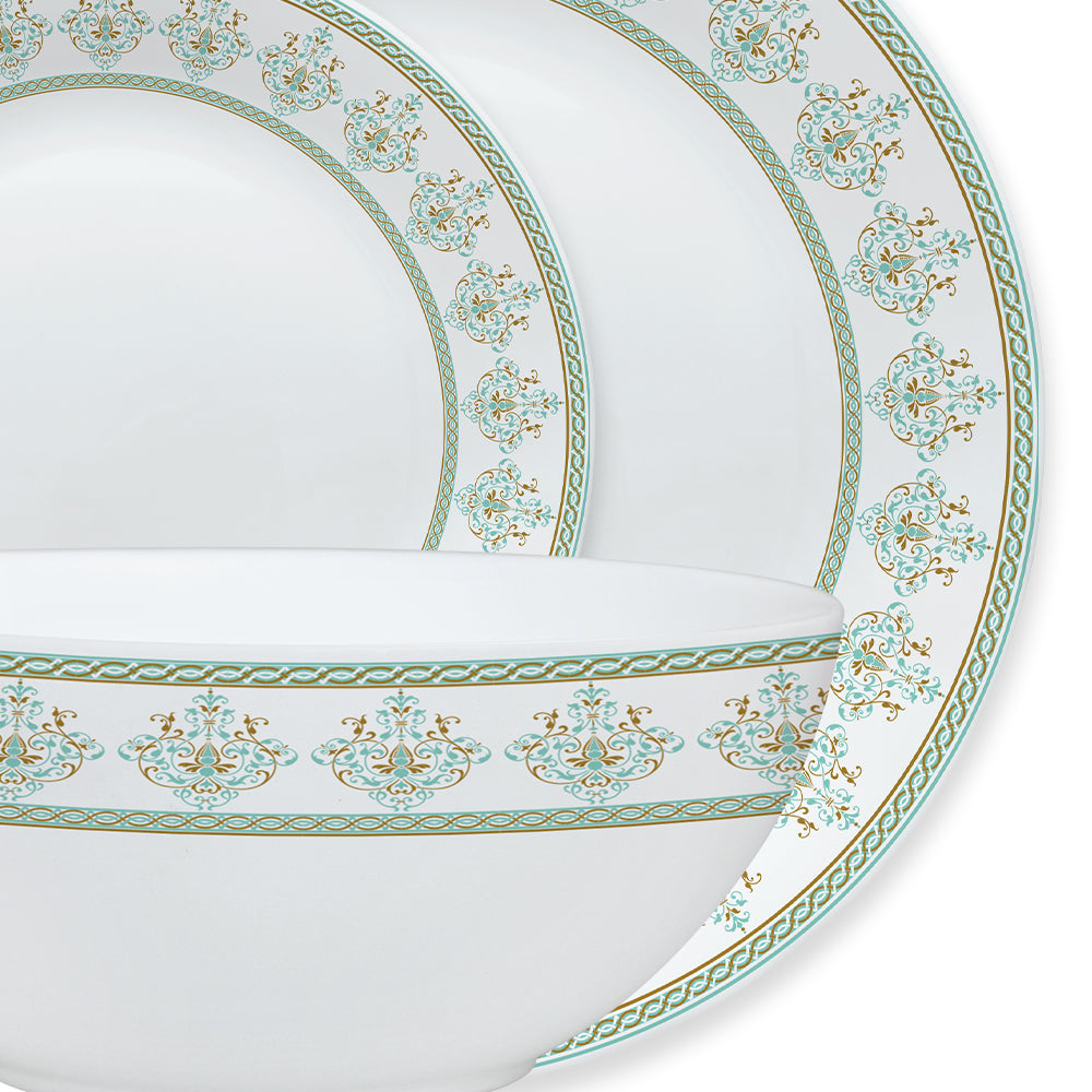 Larah by Borosil, Cyan Dinner Set 67 pc Set: Serves 6