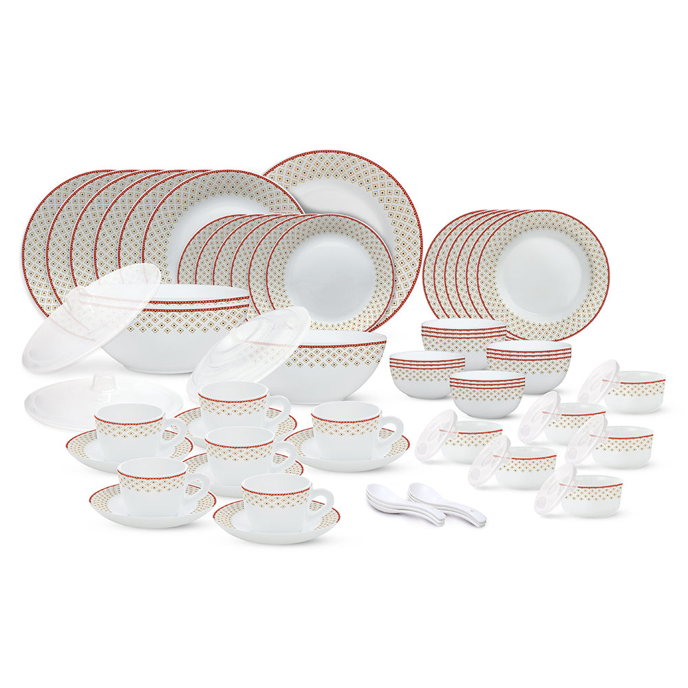 Larah by Borosil, Jeypore Dinner Set 67 pc Set: Serves 6
