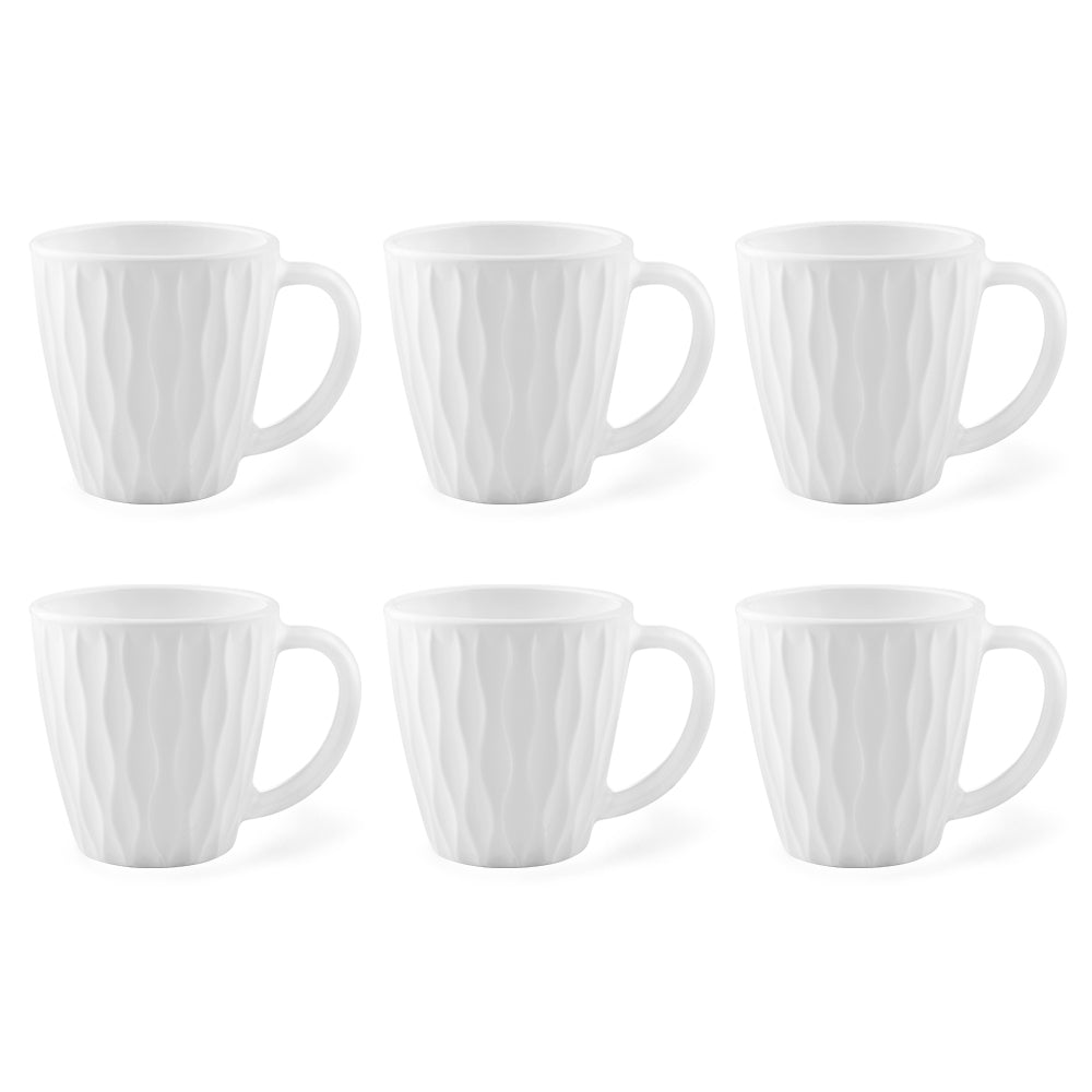 Larah By Borosil Curl Cup Set, White 160 ml x 6