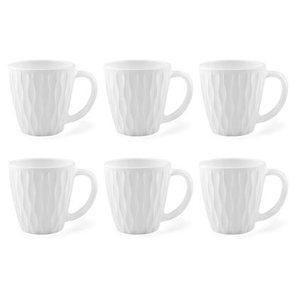 Larah By Borosil Curl Cup Set, White 160 ml x 6
