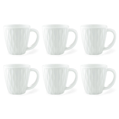 Larah By Borosil Curl Cup Set, White 200 ml x 6