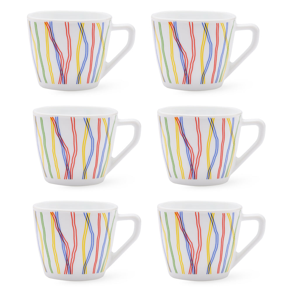 Larah By Borosil Rainbow Cup Set, 220ml x 6