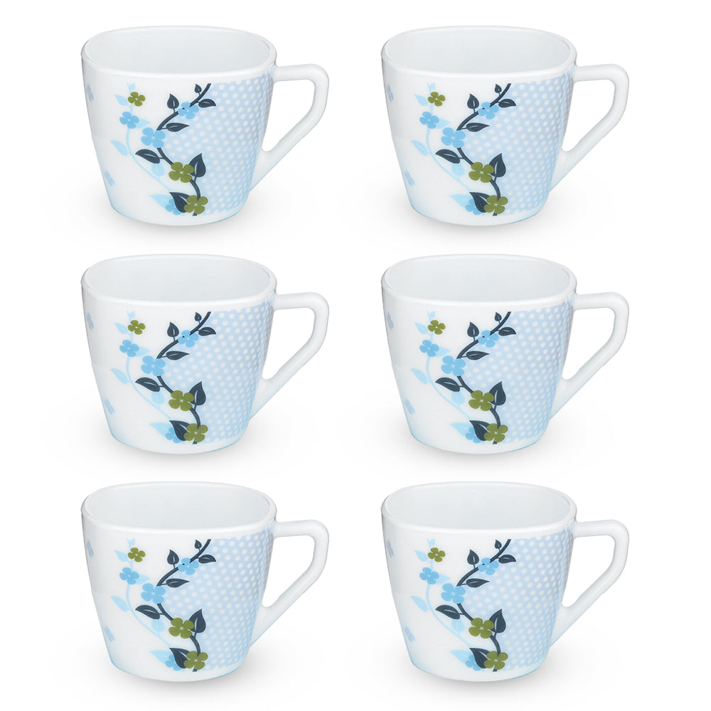 Larah By Borosil Viola Blue Cup Set, 220ml x 6