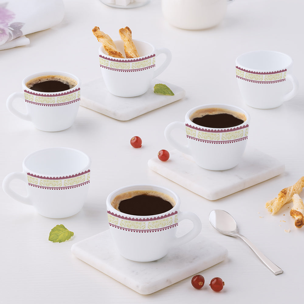 Larah by Borosil Elega Cup Set, 90ml x 6