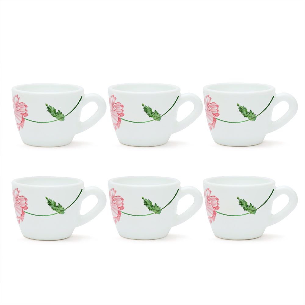 Larah by Borosil, Opalware, Microwave Safe, Red Mist Cup Set of 6 90 ml x 6