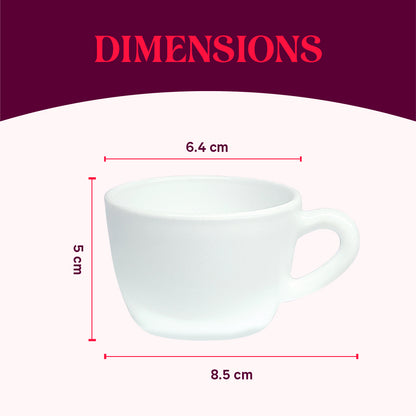 Larah by Borosil, Opalware, Microwave Safe, Red Mist Cup Set of 6 90 ml x 6