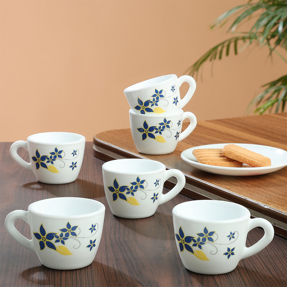 Larah by Borosil, Opalware, Microwave Safe, Viva Cup Set of 6, 90ml