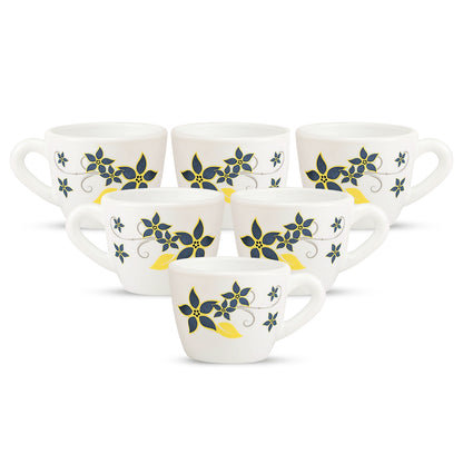 Larah by Borosil, Opalware, Microwave Safe, Viva Cup Set of 6 90 ml x 6