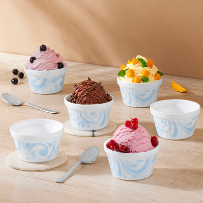 Larah by Borosil Frosty Blue Ice Cream Bowl Set 6 pc Set