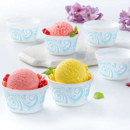 Larah by Borosil Frosty Blue Ice Cream Bowl Set 6 pc Set