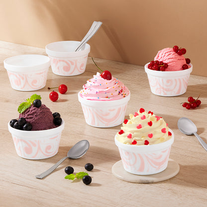 Larah by Borosil Frosty Red Ice Cream Bowl Set 6 pc Set