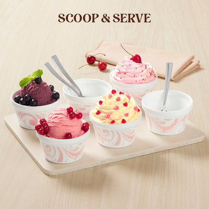 Larah by Borosil Frosty Red Ice Cream Bowl Set 6 pc Set