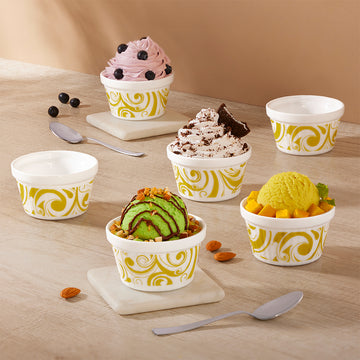 Larah by Borosil Frosty Green Ice Cream Bowl Set, 6 pc