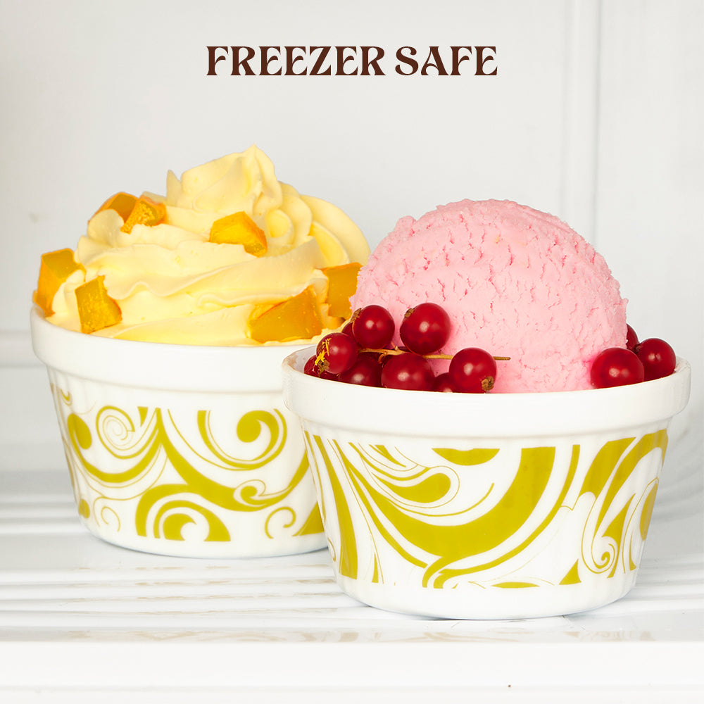 Larah by Borosil Frosty Green Ice Cream Bowl Set 6 pc Set