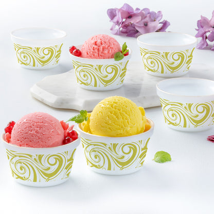 Larah by Borosil Frosty Green Ice Cream Bowl Set 6 pc Set