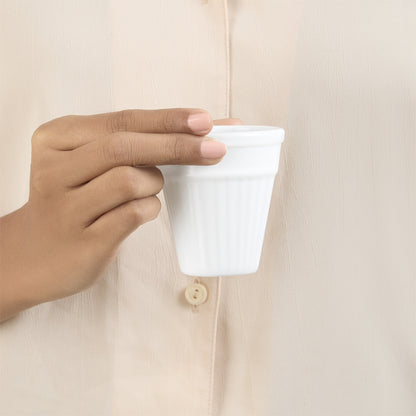 Larah By Borosil Kulhad Set, White 100 ml x 6