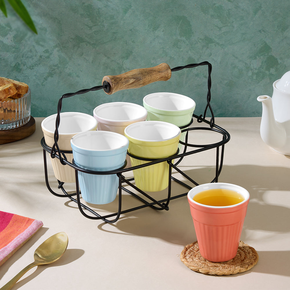 Larah Kulhad Set with Caddy, Assorted