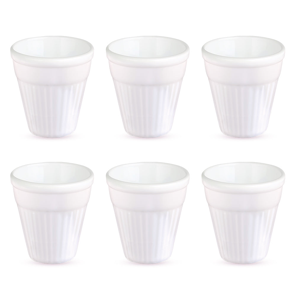 Larah By Borosil Kulhad Set, White, 200ml x 6