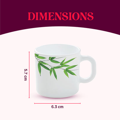 Larah by Borosil Bamboo Leaves Mug Set 100 ml x 6