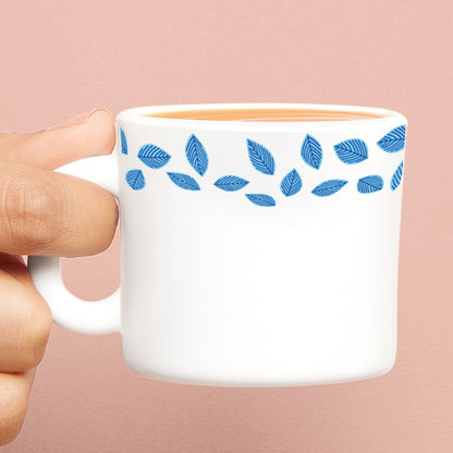 Larah by Borosil Blue Leaves Mug Set 100 ml x 6