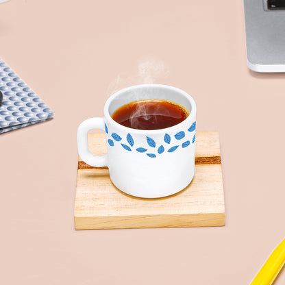 Larah by Borosil Blue Leaves Mug Set 100 ml x 6