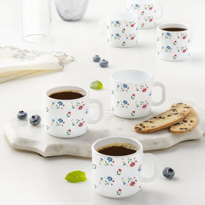 Larah by Borosil Bouquet Mug Set 100 ml x 6