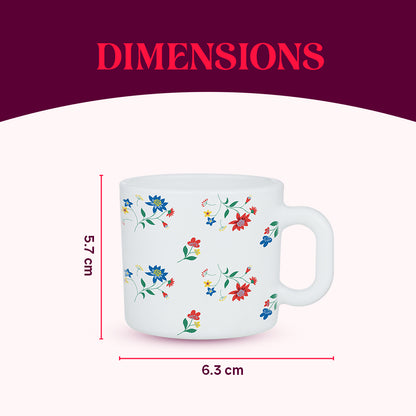 Larah by Borosil Bouquet Mug Set 100 ml x 6