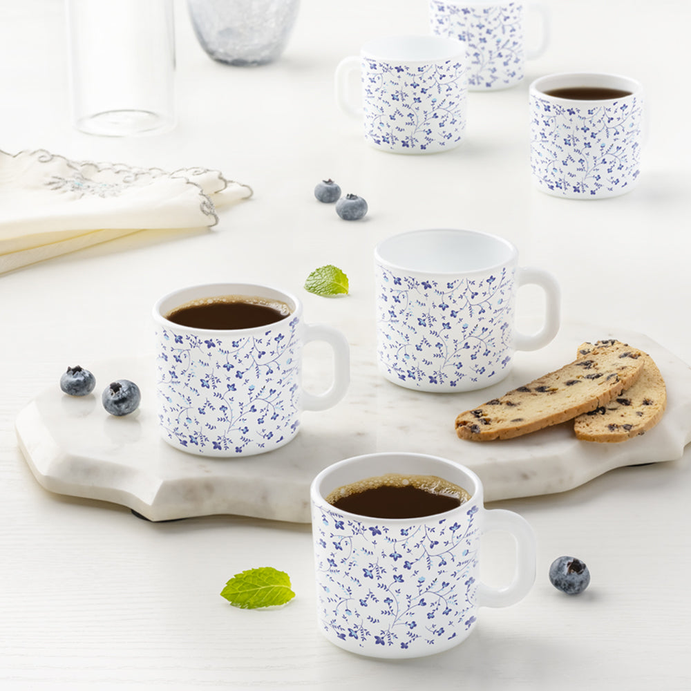 Larah by Borosil Blue Spring Mug Set 100 ml x 6