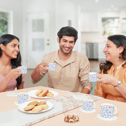 Larah by Borosil Blue Spring Mug Set 100 ml x 6