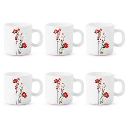 Larah by Borosil Chrys Red Mug Set 100 ml x 6