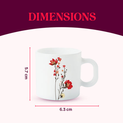 Larah by Borosil Chrys Red Mug Set 100 ml x 6