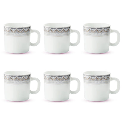 Larah by Borosil Classic Mug Set 100 ml x 6