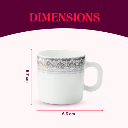 Larah by Borosil Classic Mug Set 100 ml x 6