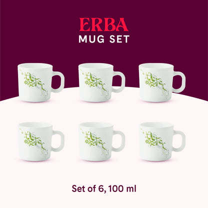 Larah by Borosil Erba Mug Set 100 ml x 6