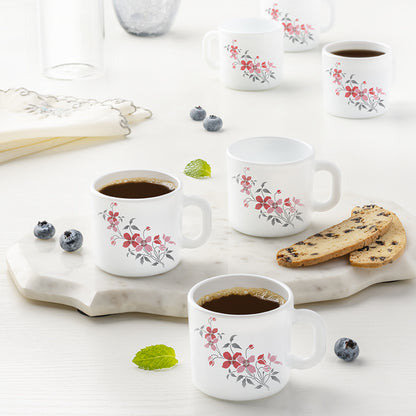 Larah by Borosil Fiore Mug Set 100 ml x 6