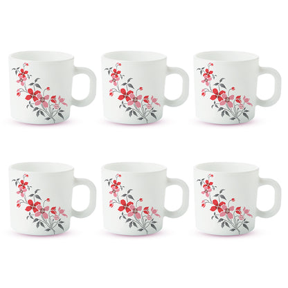 Larah by Borosil Fiore Mug Set 100 ml x 6