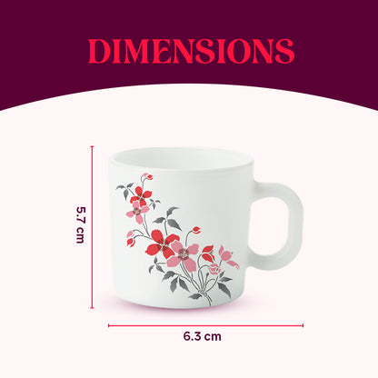 Larah by Borosil Fiore Mug Set 100 ml x 6