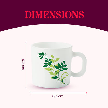 Larah by Borosil Fern Mug Set 100 ml x 6